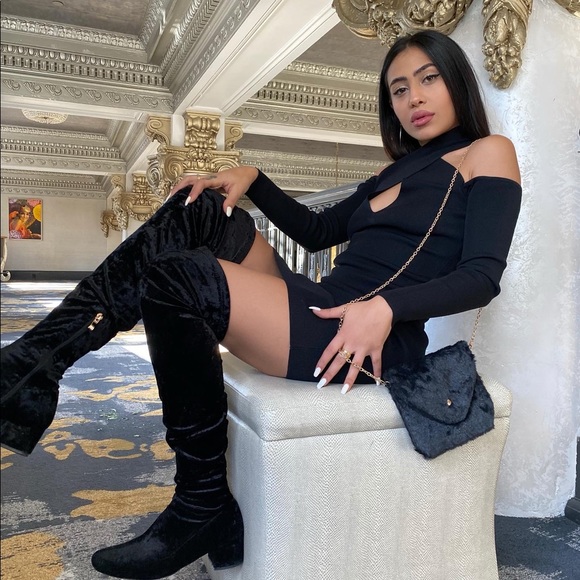 ‼️ X Top Mini Sweater Dress Zip Back Halter Dress - Picture 4 of 5